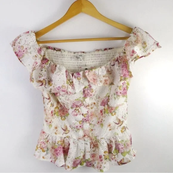 Floral Ruffle Peplum Blouse - Picture 4 of 7